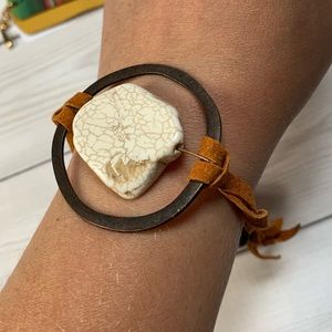 White turquoise slab bracelet